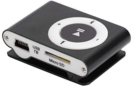 Lettore MP3, lettore musicale portatile con clip, lettore multimediale digitale Mini MP3 BackClip con cuffie e cavo USB per la corsa (nero)