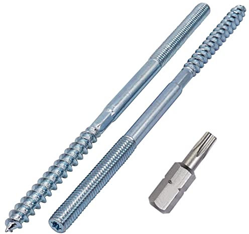 SKIR'CO (10 pcs) Hanger Bolts M8 x 160 mm, Double Ended Thread Dowel Screws, Double Headed Bolts