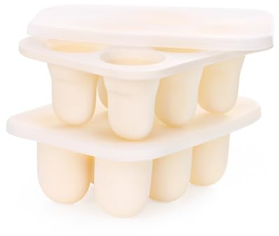 ZUCOOP Silicone Teething Food Freezer Tray Breastmilk Popsicle Molds Fit Feeder Pacifier Shapes, Fresh Fruit Ice Cube Tray with Lid