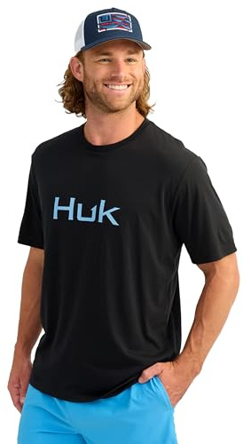 HUK Mens Performance Fishing Logo Tee, Short Sleeve, Quick-Dry, Logo 2.0 - Black, X-Large