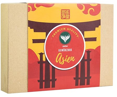 Azafran Gewürze Set Asien mit 4 typisch asiatischen Gewürzen, Geschenkset Asia Art zum Verschenken für Freunde, Kollegen oder Familie