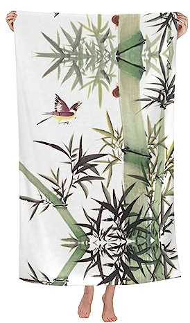 MDATT Bamboo Bird Pattern Beach Towel And Yoga Towel,Quick Dry Microfiber Travel Towel For Beach, Pool, Swim