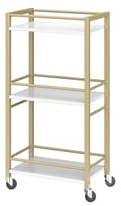 MAHANCRIS Bar Cart for The Home, 3-Tier Drink Cart on Wheels, Home Bar Serving Cart, Mini Bar Cart for Small Space, Rolling Kitchen Carts for Bar, Kitchen, Dining Room, Gold RCJW4001