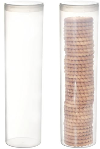 Youngever 2 Pack Plastic Cookie Containers, Cookie Jars, Biscuit Storage Container, Food Storage Containers with Lid (Round)