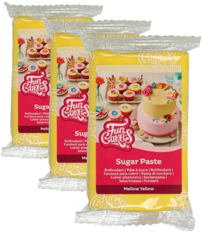 FunCakes Gelbe Zuckerpaste, 250 Gr (Packung mit 3)