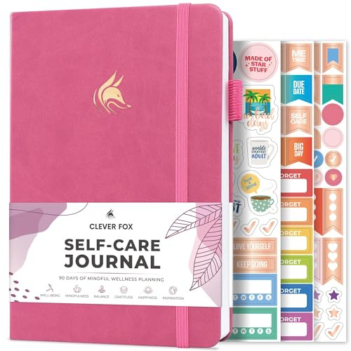 Clever Fox Self-Care Journal – Daily Reflection Notebook – Mental Health & Personal Development Planner, Meditation & Mood Log, A5 (Violet Blossom)