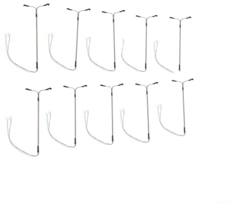 10 Stück Modelleisenbahn Lampen OO HO Scale Two-heads White Lamp 14cm LED Street Lights Straßenlampen