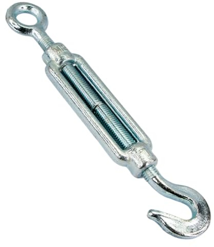 PRIOstahl Spannschloss verstellbarer Spannverschluss Seilspanner Spannschraube Spannhaken Wantenspanner x 1 Stück Ausführung: Haken - Öse Größe: M16 Verbindung für Drahtseile Seile Verzinkt