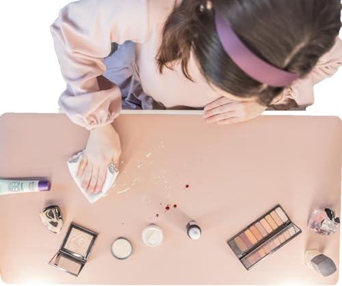 Makeup Mat for Vanity Top Protector, Cover Work Table Waterproof, Oilproof Dustproof Smooth and Soft, Pinkfrom NemoHome (Pink, 23.6 x11.8)