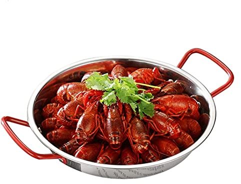PACUM Wok-Pfanne, Antihaft-Bratpfanne, Rührpfanne, Edelstahl, spanische Paella-Pfanne, gebratenes Hähnchen, Spaghetti-Pfanne, Kochgeschirr für Zuhause, Küche, 40 cm (Farbe: 38 cm) vision