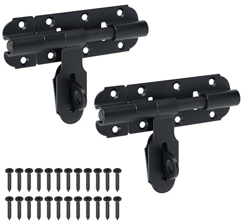 Mooche 2PCS Door Lock Bolt Black, Heavy Duty Latch Lock, 105MM | Bolt Locks Slide Bolt Gate Latch, for Interior Door, Courtyard Doors, Pergolas, Barns, Pet Doors, Etc