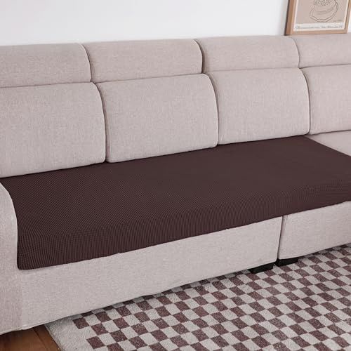 HOMEYA - Funda para cojin de sofa, Protector de cojin de Asiento ajustable con elastica, tela de poliester ( Marron, 3 Plazas - 120x50x20 )
