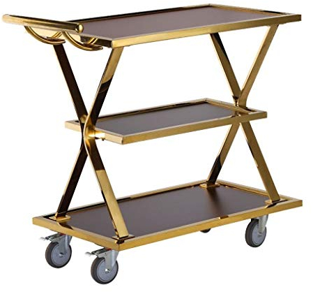 UPGENT Servierwagen, Barwagen, Servierwagen, Sideboard, Küchenregal, Friseurwagen auf Rädern, 3-stufiger Wagen, Getränke- und Essenswagen, Servierwagen für Küche, Zuhause, Zuha