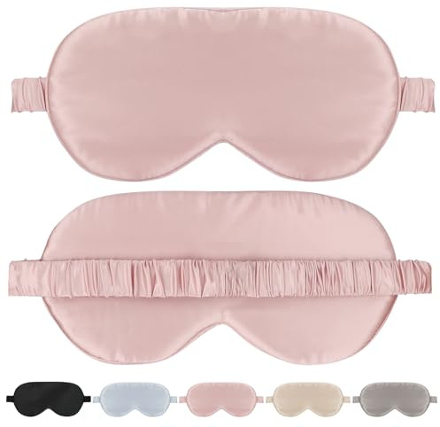 SILKTALE Schlafmaske Seide für Männer Damen,19 Momme 100% Maulbeerseide Augenmaske für Seitenschläfer, Atmungsaktive Seiden Schlafbrille Bequem mit Gummiband für Flugzeug,Rosa