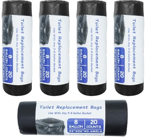 PengGengA 100 Stück Toilettenbeutel Schwarz Biologisch Abbaubare Campingtoilette Beutel für Mobile Toiletten, Campen, Wandern, Reisen Campingtoilette Zubehör