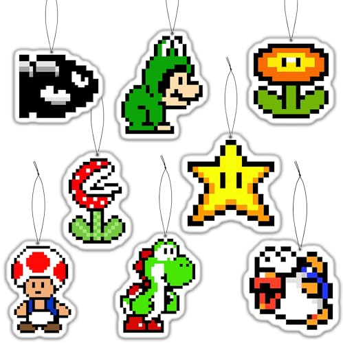 GTOTd Pixel Game Air Freshener Card Pendant (8 Pack) | Refreshing Ice Scent, Video Game Car Accessories Christmas Decor for Car Interior Hanging Rearview Mirror Decor Gifts