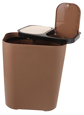 MAGICLULU Poubelle De Cuisine Au Design Élégant Avec Couvercle À 2 Niveaux Pour La Maison Le Bureau Le Salon La À Coucher Séparation Sèche Et Fabriquée En Matériau Pp Café