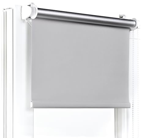 Fenster DEKOR - Rollos Für Fenster Ohne Bohren Grau - Verdunkelungsrollo B80 x H120 cm - Klemmrollo Verdunkelung - Fensterrollo Für Balkontüren - Verdunklungsrollo Leicht Zu Installieren - Klemmfix