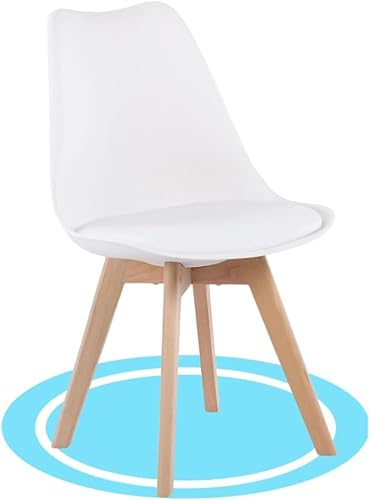 Dekohome Sillas de Comedor, Sillas de Cocina Nórdicas con Asiento Blando, Tapizado y Patas de Madera de Haya Resistente, Blanco, 1 Silla