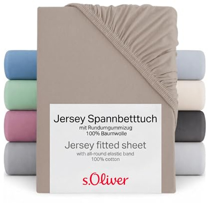 s.Oliver Spannbettlaken 140x200-160x200 cm- 100% Baumwolle, Matratzenhöhe bis 25 cm, besonders weich & angenehm, Spannbetttuch beige
