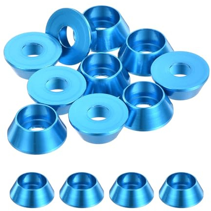 QUARKZMAN Paquet de 10 M5 Rondelles de Coupelle Conique Bleu Clair | Joints en Aluminium Anodisé de Tête de Coupelle, pour Vis RC/FPV/PC/Drone/Accessoires Mécaniques Pièces de Modèle