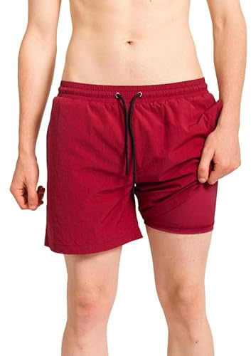 ALPHO Ultrabekväma badshorts - integrerade boxare, Bordeaux, L