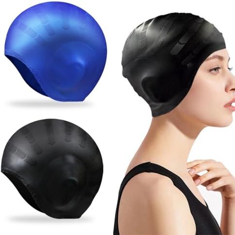 Cuffia da Nuoto per la Protezione delle Orecchie 3D,2 Pezzi Cuffia Nuoto Silicone Impermeabile,Cuffia Piscina Nuoto Silicone per Donne, Uomini, Adulti e Bambini Accessori Nuoto con Protezione Orecchie