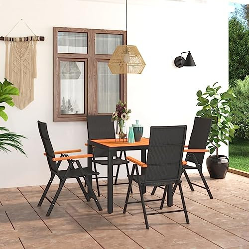 UJCHVHN Gartenmöbel-Set, 5-teilig, Schwarz und Braun, Gartenmöbel-Sets