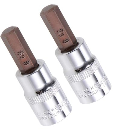 TA-VIGOR 2Pcs Hex Bit Socket, 3/8 Drive x H8 (8mm) Allen Key Socket, Premium S2 Steel Bits, Hex Bit with 48mm Length for Ratchet Wrench, Torque Wrench, Slide Bar, Impact Power Drills