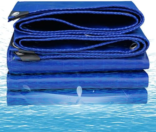 Strapazierfähige, wasserdichte PVC-Plane, 4,5 x 4,5 m, mit Ösen, Ripstop-Regenfest, ideal für Gartenmöbel, Camping, Holz und Poolabdeckung