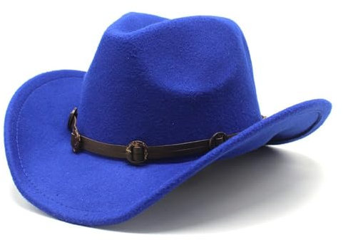 Jiaxu-Hüte Damenhut Jazzhut Western Cowboyhut Wollhut(Blau)