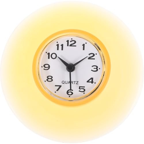 Cabilock Reloj de Pared de Baño Impermeable con Ventosa Instalar Espejo Poco Vidrio Decorativo Reloj de Pared de Ducha Amarillo Para Baño Dormitorio Oficina Y Hotel Duradero Y Forma Estable