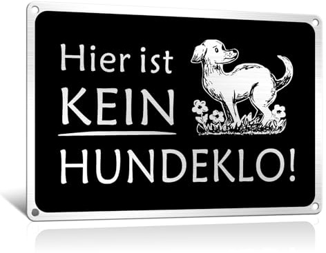 Goodvia Hier ist kein Hundeklo schild 30x20cm Gebürstete Aluminiumoberfläche Wetterfeste Hinweisschild Hinweis Schild Dekoration Türschild Garten Terrasse Hunde Hundebesitzer Schwarz x1Stück