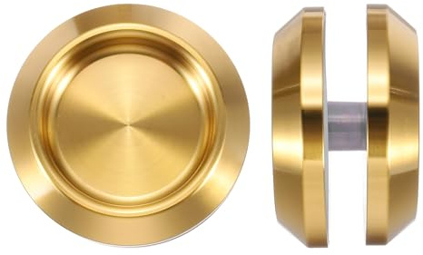 PATIKIL Lot De 2 Poignée Ronde 58 mm De Diamètre Avec Vis Doré | Pour Porte Coulissante En Verre, Poignées Dos À Dos Pour Salle De Bain, Bouton De Tirage, Acier Inoxydable 304