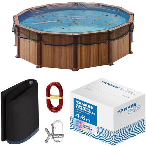 Yankee - Rete per foglie per piscina, rotonda, in rete, 0,4 cm, copertura per piscina fuori terra, previene foglie e detriti, rete resistente anti-intasamento (420-460 cm (Ø520cm))