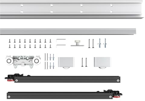Concealed Sliding Barn Door Hardware Soft Closing Interior Wall Mount Floating Back Hidden Sliding Rail,No Floor Rail(38in Track kit)