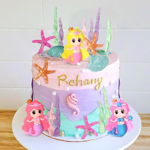 Kleine Meerjungfrau Tortenaufleger Unter dem Meer Kuchendekoration Muschel Kuchendekoration Meerjungfrau Schwanz Tortenaufleger Seejungfrau Party Zubehör