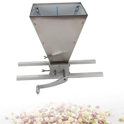 Mulino manuale per cereali con rulli regolabili, tramogge in acciaio inox per una macinazione efficiente, ideale per la preparazione di cereali a umido e secco