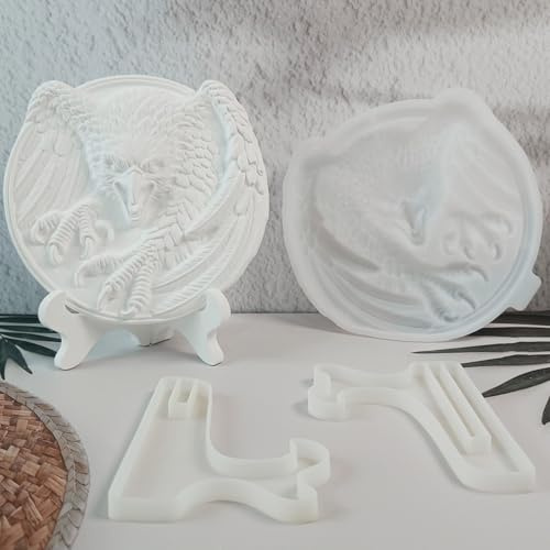 ALEFBET Silikonform Adler Reliefornamente mit Präsentationsständer Gießform,Silikonformen Gießformen,Silikon Gießform,Gipsformen zum Gießen,Epoxidharz Formen (Adler S1810)
