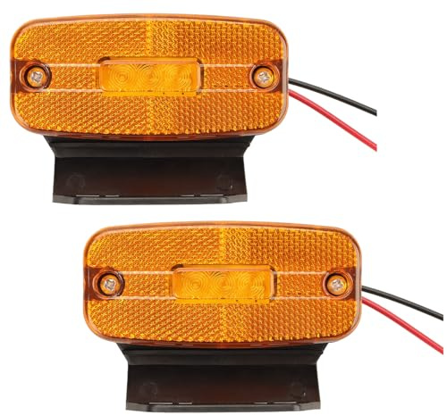 Hooma 2 PCS LED Seitenmarkierungsleuchte - Begrenzungsleuchte für Anhänger - Wohnwagen LKWs Schraubanschluss/Anbau 12V/24V Amber（mit Halter）