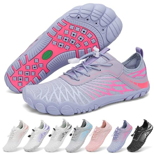 SAGUARO Chaussures Minimalistes Barefoot Femme Chaussures d'eau Légères et Respirabilité Chaussures Aquatiques Séchage Rapide pour Plage Piscine Mer, Violet Foncé, 39 EU