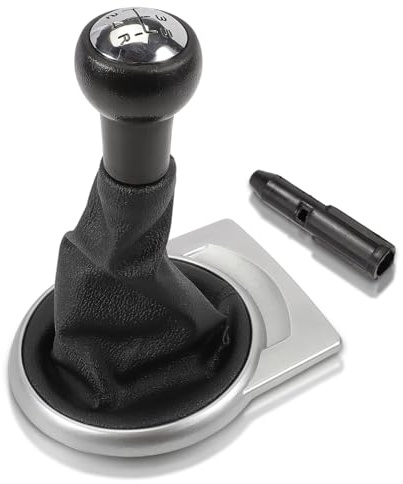 Anlseiod Pomo Palanca Cambio 5 velocidades para Citroën C4 C1 C2 C3 Picasso Berlingo Saxo Peugeot 106 107 205 206 306 307 308 406 3008 Funda palanca cambios (Negro y Plata)
