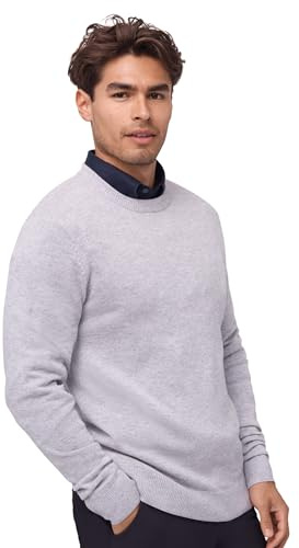 DANISH ENDURANCE Jersey de Lana Merino con Mezcla de Cachemira para Hombre, Gris Claro Jaspeado, M