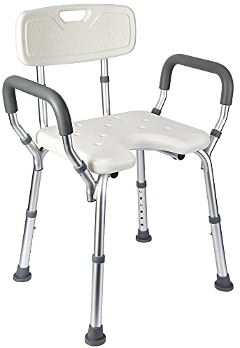Duschstuhl für Senioren mit Armlehnen & Rückenlehne – Höhenverstellbarer Duschsitz (158 kg Tragfähigkeit) – Badestuhl mit Werkzeugfreier Montage, rutschfest & Leicht – Ideal als Duschhilfe für Ältere