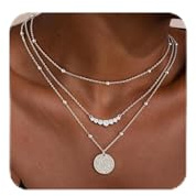 FUNEIA Kette Gold Silber Damen Halskette 18k Goldkette Damen Wasserfest | Layering Kette mit Kreuz Anhänger Stapelbare Silberkette Lang Mehrreihige Ketten Boho Modeschmuck Set Geschenke für Frauen