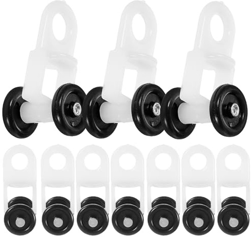 jojofuny 20 Pcs Poulies de Rail de Rideau en Plastique, Silencieuses et Stables, Galets Miniatures à 4 Roues pour Rails Doubles Incurvés, Accessoires pour Rideaux de Fenêtres