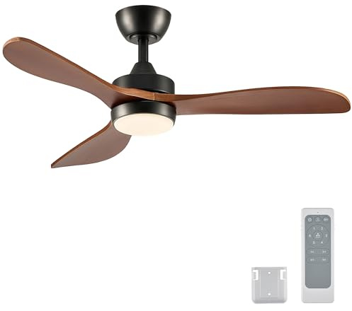 VONLUCE Ceiling Fan with Light Remote Control, 36/ 42/52 Modern Ceiling Fans with Timer 6 Speeds Quiet Reversible Motor, 91/107/132 cm Indoor Outdoor Ceiling Fan for Living Room Kitchen Patio