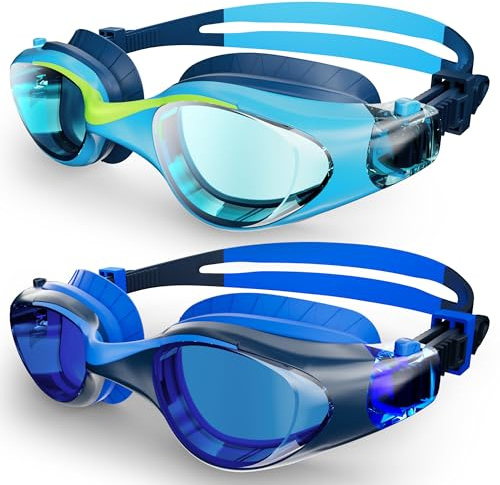 HIGAHY Gafas de Natación para Niños - Gafas de Piscina para Niños y Niñas de 6 a 14 Años, Antivaho y Protección UV Ajustable Suave Gafas, Ideales para Nadar y Bucear