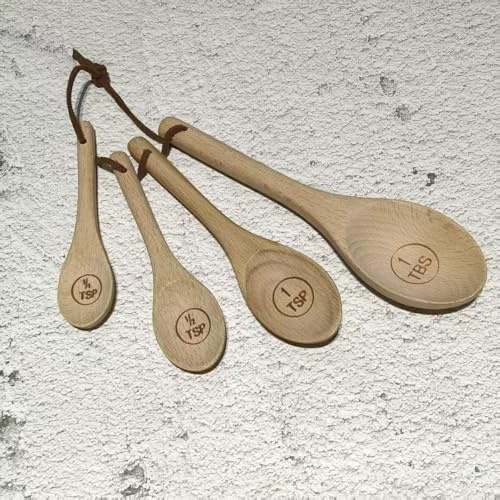 Cuchara de madera, cuchara medidora de madera maciza de haya para granos de café en polvo, miel, vajilla, cubiertos de cocina (1 cuchara)