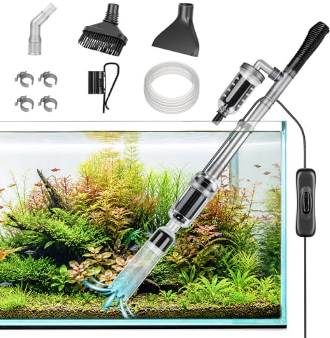 hygger 15W Mulmsauger Aquarium Elektrisch, 5-in-1 Aquarium Wasserwechsel | 2000L/H Aquarium Sauger,Verstellbare Länge,Automatisches Reinigungsset für Sand und Wasserwechsel,Für Freshwater & Saltwater